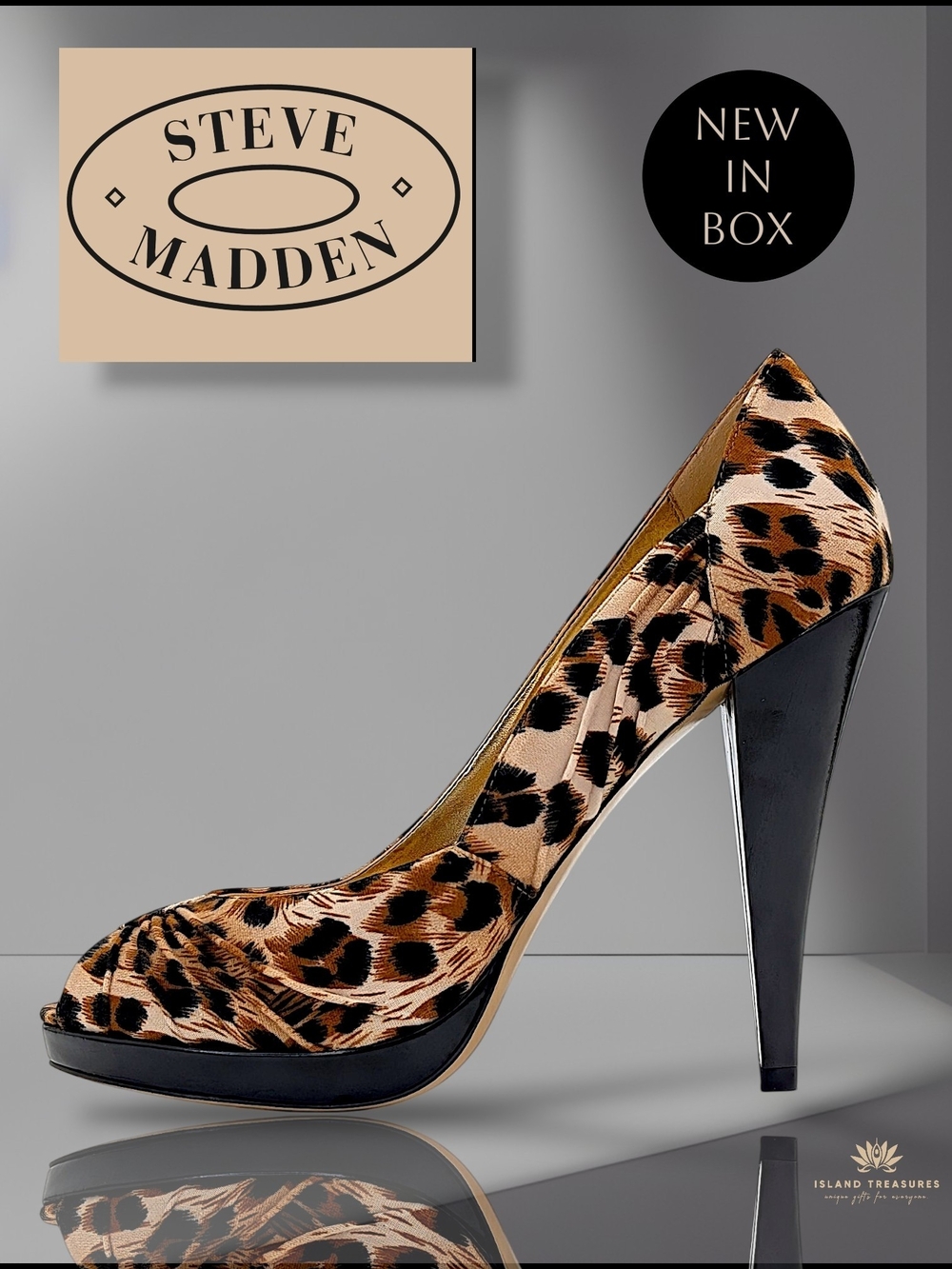 Steve Madden Sz 8.5 Richh Leopard Peep Toe Platform Pumps